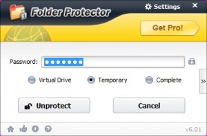 Folder Protector desbloquear archivos ocultos
